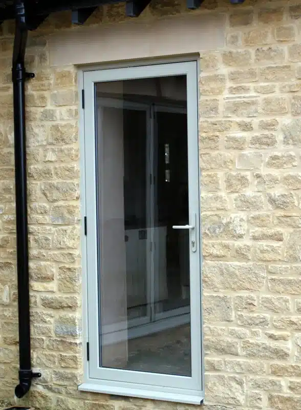 back door, aluminium. glass door. front door